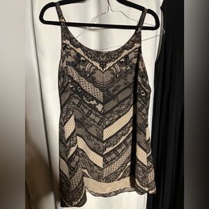 CAbi Black and Cream Lace Camisole